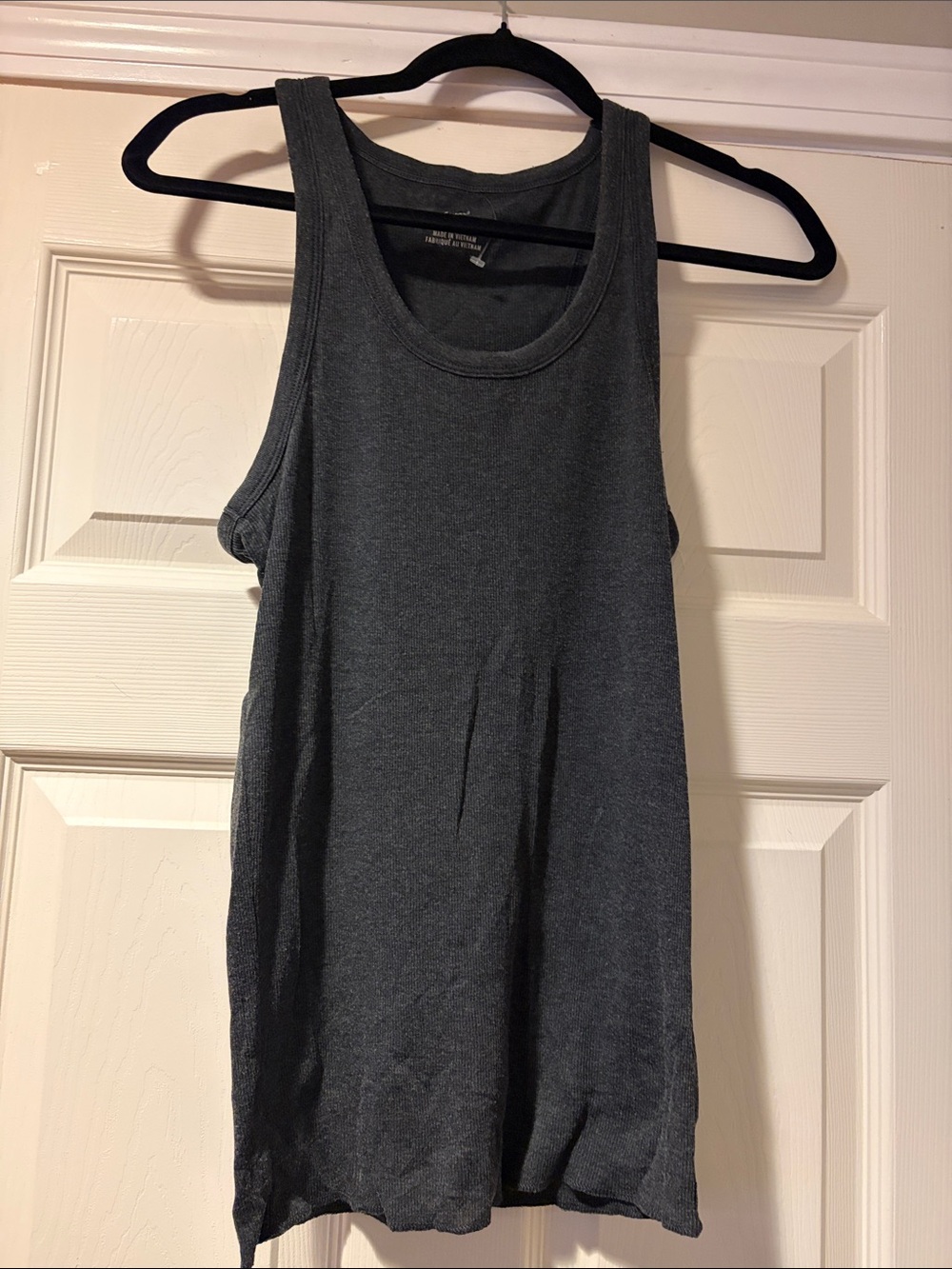 aerie Scoop Neck Ribbed Tank in dark gray M